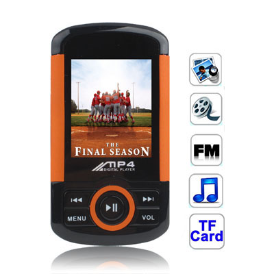 1.8 inch TFT screen 2GB MP4 Player with Speaker, BL-4C Removable Battery, Support FM Radio, E-Book, Games (Black + Orange) - Click Image to Close